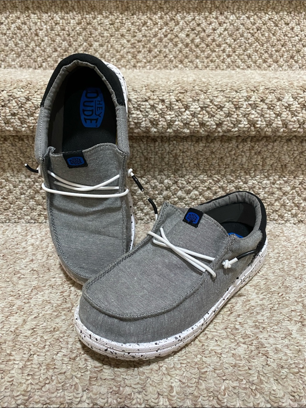 Hey Dude - Wally Funky Slatter - Grey Slip-On Shoe with Black/Grey Speckled Sole